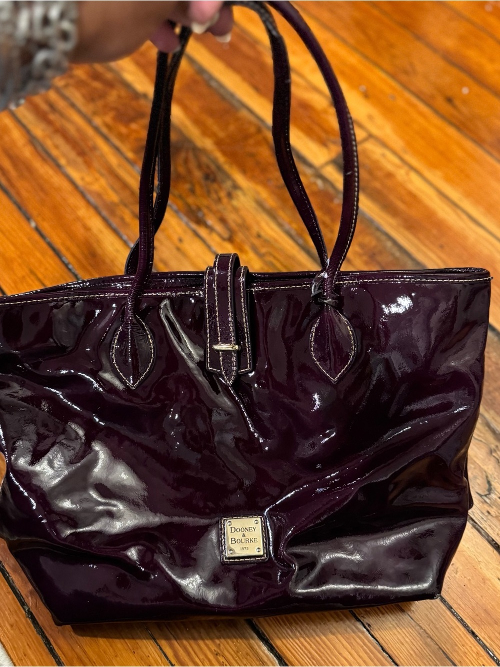 Dooney & Bourke Glossy Patent Plum Tote